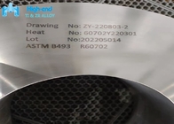 R60702 Vòng rèn Zirconium ASTM B493 Vòng cán liền mạch